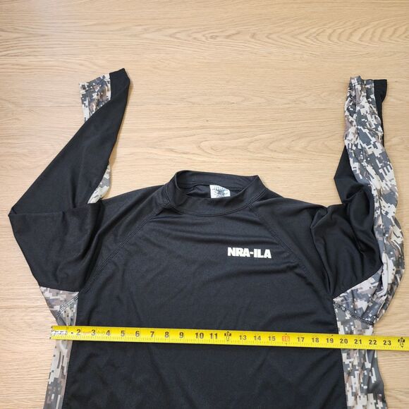 NRA-ILA Shirt Mens Large Polyester Black & Camo Long Sleeve Stretch Logo - Picture 4 of 9